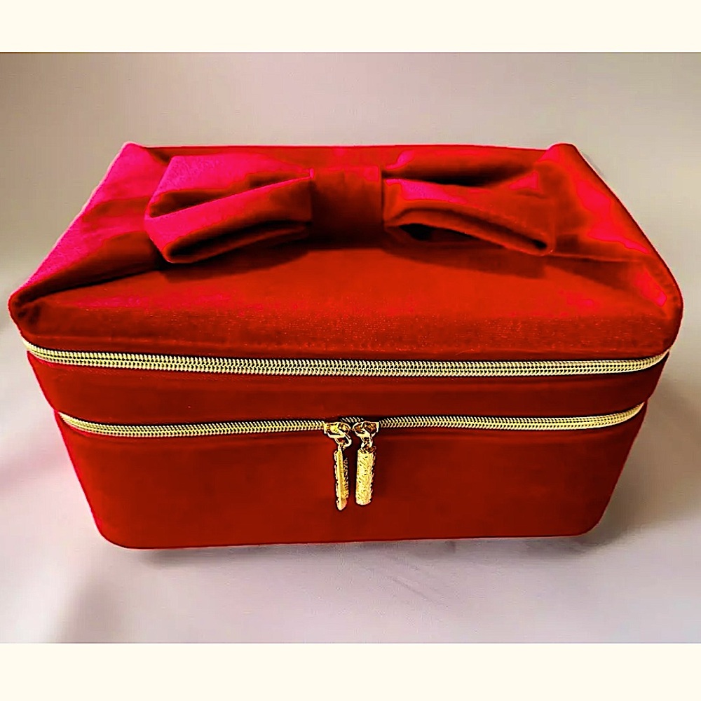 ♥️ESTEE LAUDER♥️2024 VELVET 2-LEVEL COMPARTMENT CARRY MAKEUP~TOILETRY TRAIN CASE